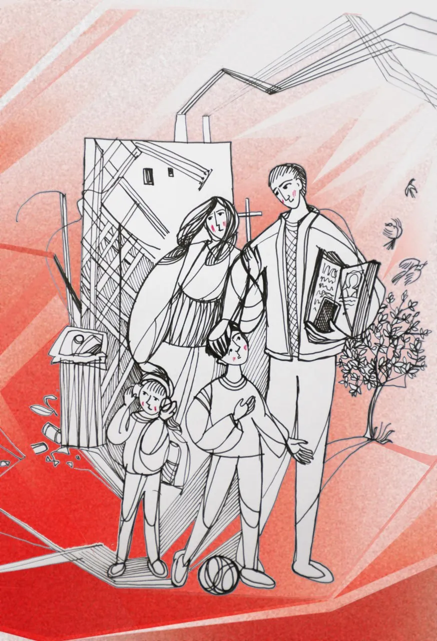 Зображення ""Сім'я"" від Андрій Майовець, матеріали: папір, лінери, медіум: Графіка, ціна: ₴3000