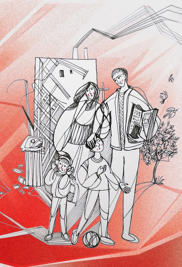 Зображення ""Сім'я"" від Андрій Майовець, матеріали: папір, лінери, медіум: Графіка, ціна: ₴3000